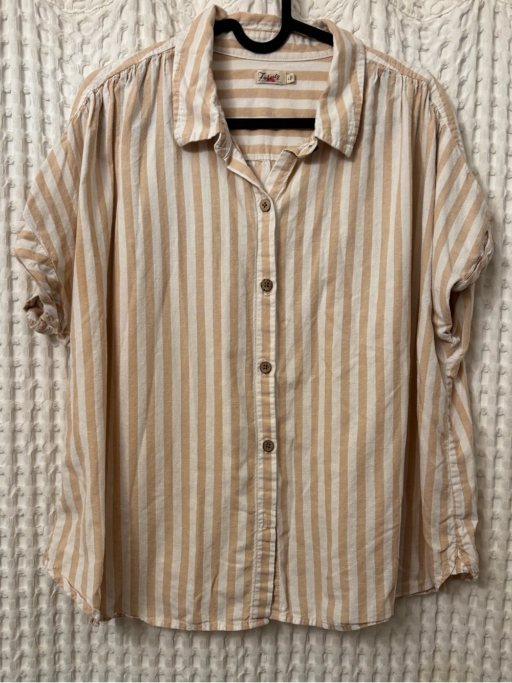 Faherty Beige and White Striped Shirt